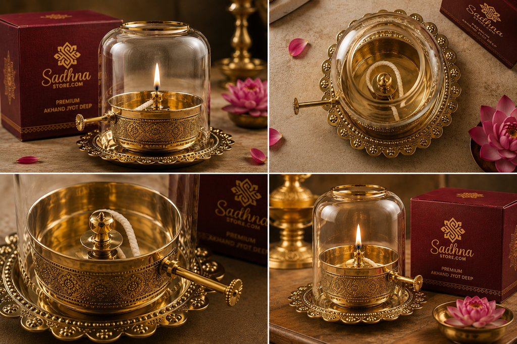Durga Puja Special Brass Akhand Jyot Diya | 9 Days अखंड ज्योत के लिए Premium Adjustable Bati दीपक