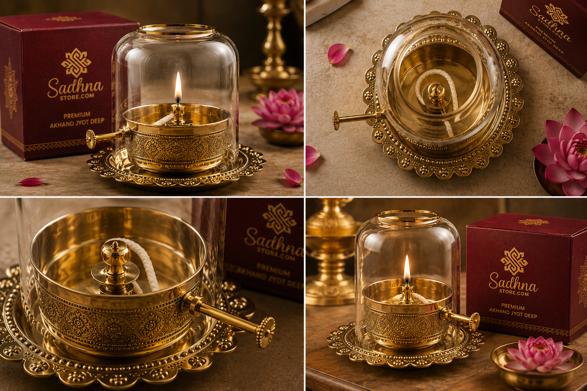 Durga Puja Special Brass Akhand Jyot Diya | 9 Days अखंड ज्योत के लिए Premium Adjustable Bati दीपक